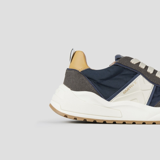 Sneakers Alexander Smith blaze man in brown suede and blue nylon with white side logo - 2