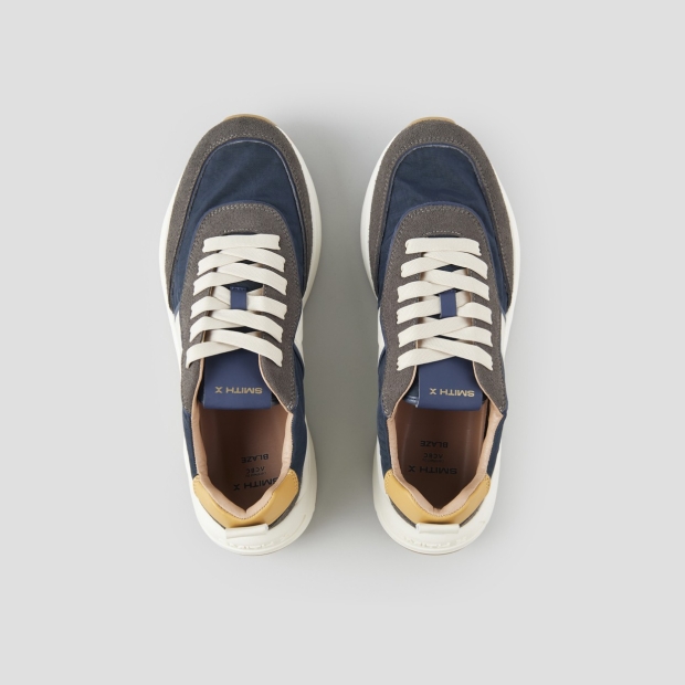 Sneakers Alexander Smith blaze man in brown suede and blue nylon with white side logo - 5