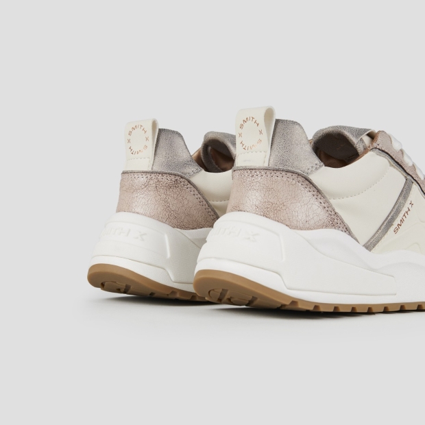 Sneakers Alexander Smith blaze woman in ivory and bronze cracklè details - 5