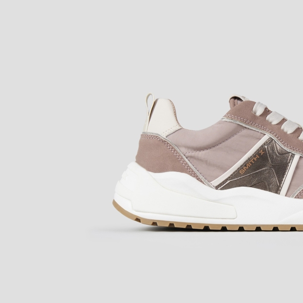 Sneakers Alexander Smith blaze woman in rose nylon and bronze laminated details - 2