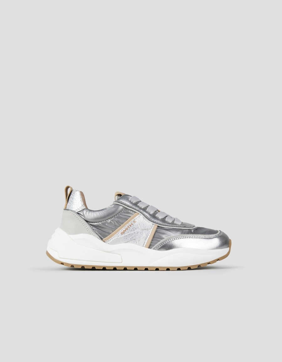 Sneakers Alexander Smith blaze woman in silver nylon and laminated with beige details - 1