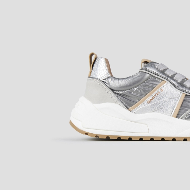 Sneakers Alexander Smith blaze woman in silver nylon and laminated with beige details - 2