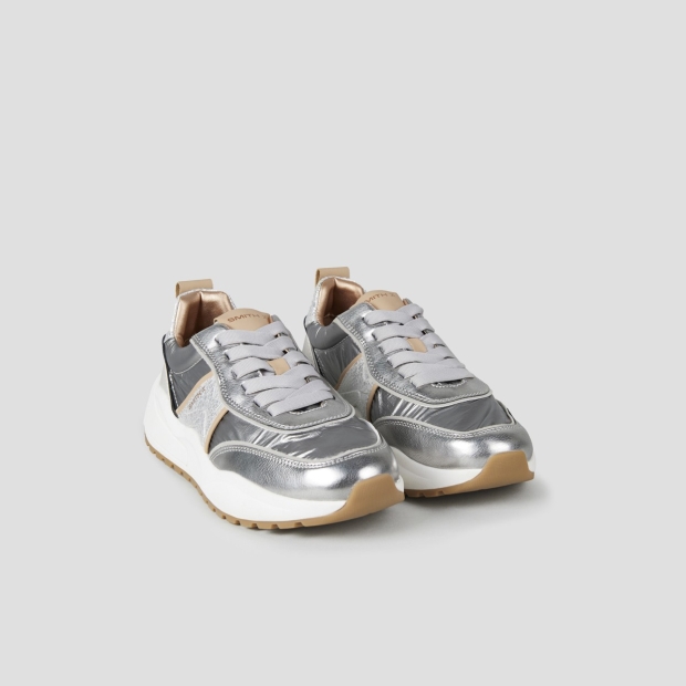 Sneakers Alexander Smith blaze woman in silver nylon and laminated with beige details - 3