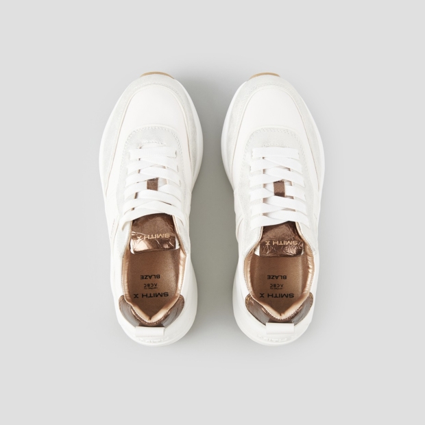 Sneakers Alexander Smith blaze woman in ivory and bronze laminated heel - 6