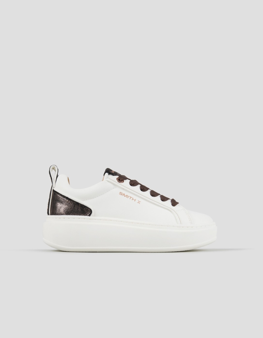 Sneakers Alexander Smith stone woman in white and bronze laminated heel - 1