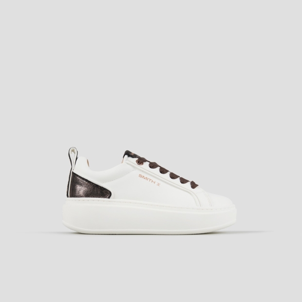 Sneakers Alexander Smith stone woman in white and bronze laminated heel - 1