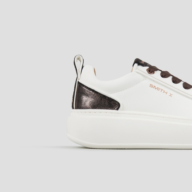 Sneakers Alexander Smith stone woman in white and bronze laminated heel - 2