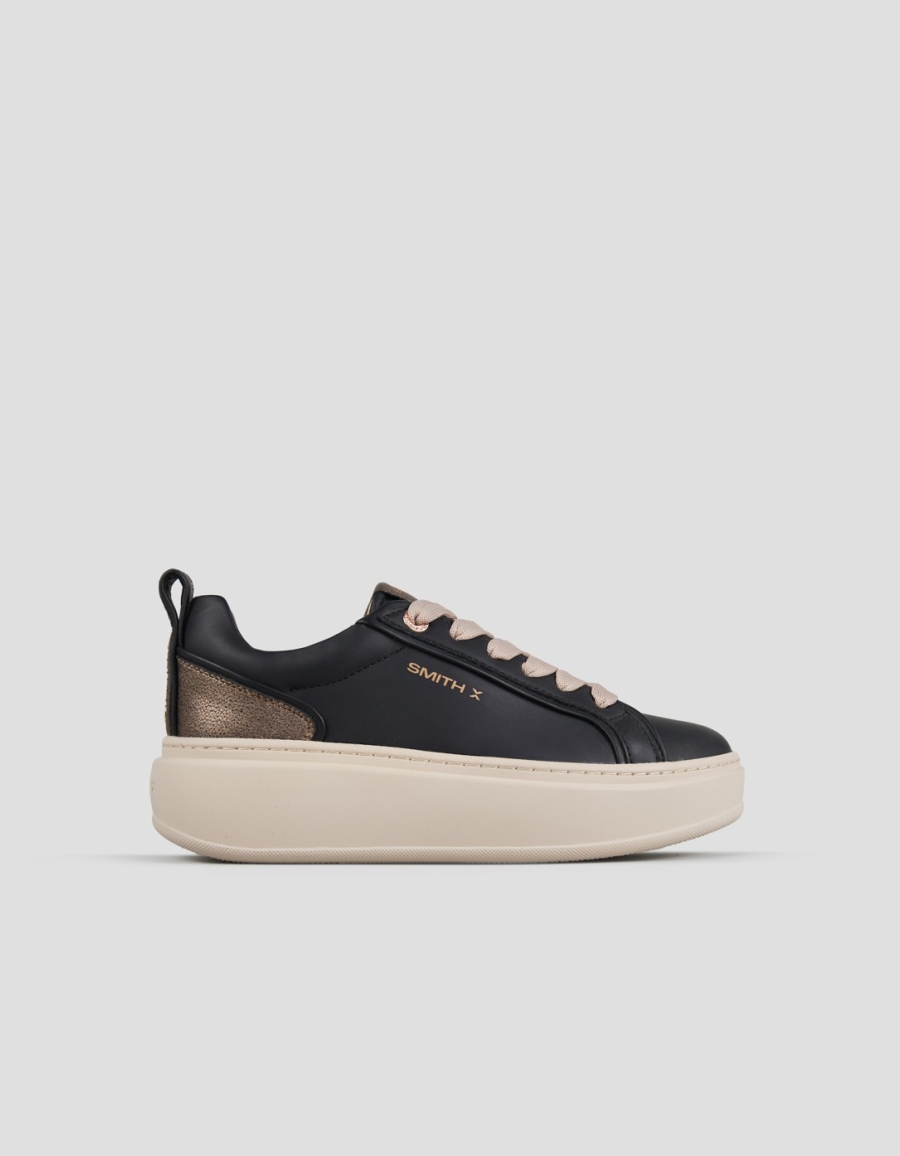Sneakers Alexander Smith stone woman in black with copper laminated heel and beige sole - 1
