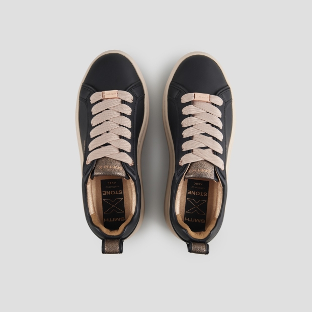 Sneakers Alexander Smith stone woman in black with copper laminated heel and beige sole - 5