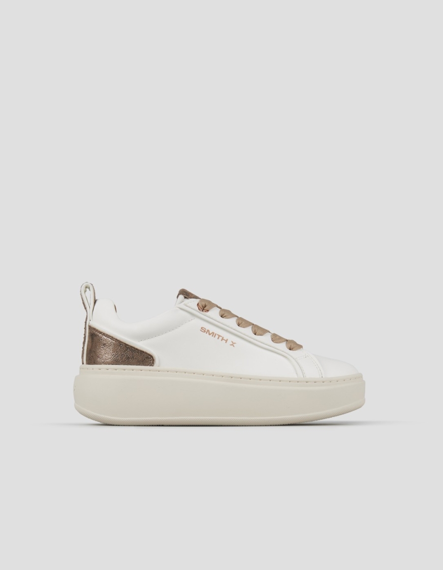 Sneakers Alexander Smith stone woman in white with brown laminated heel and beige sole - 1