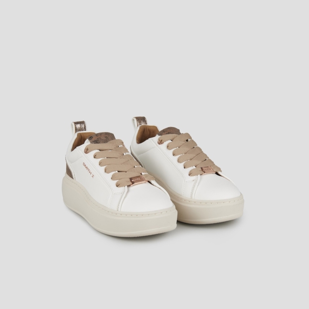 Sneakers Alexander Smith stone woman in white with brown laminated heel and beige sole - 5
