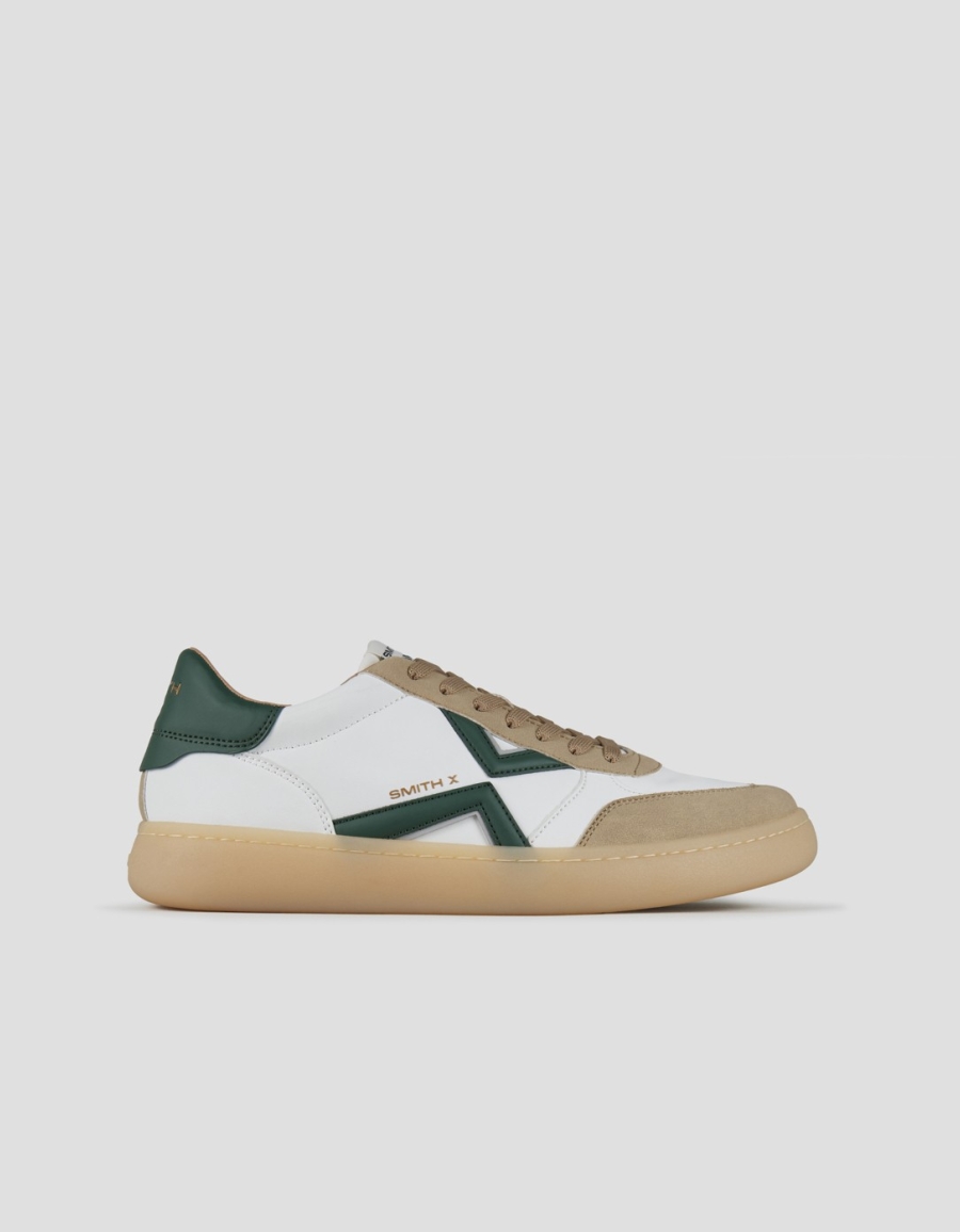 Sneakers Alexander Smith ocean man in white and suede details with green side logo and heel - 1