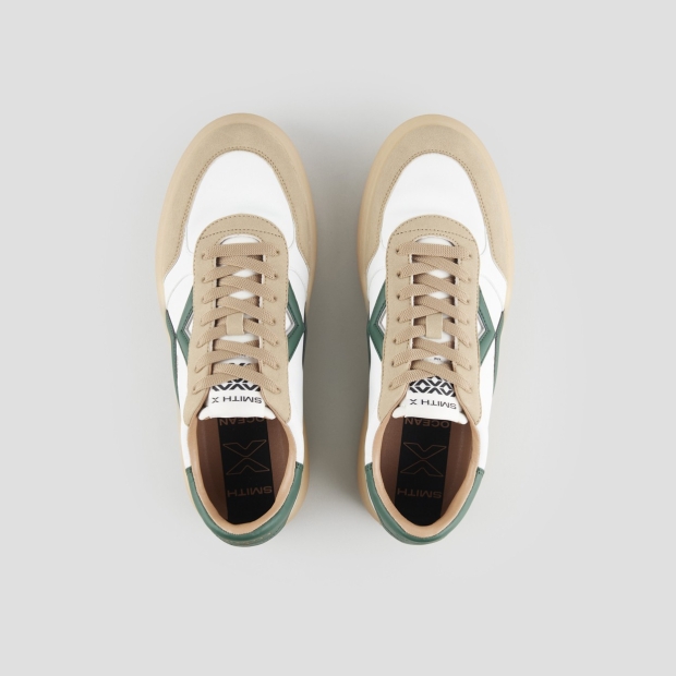 Sneakers Alexander Smith ocean man in white and suede details with green side logo and heel - 5