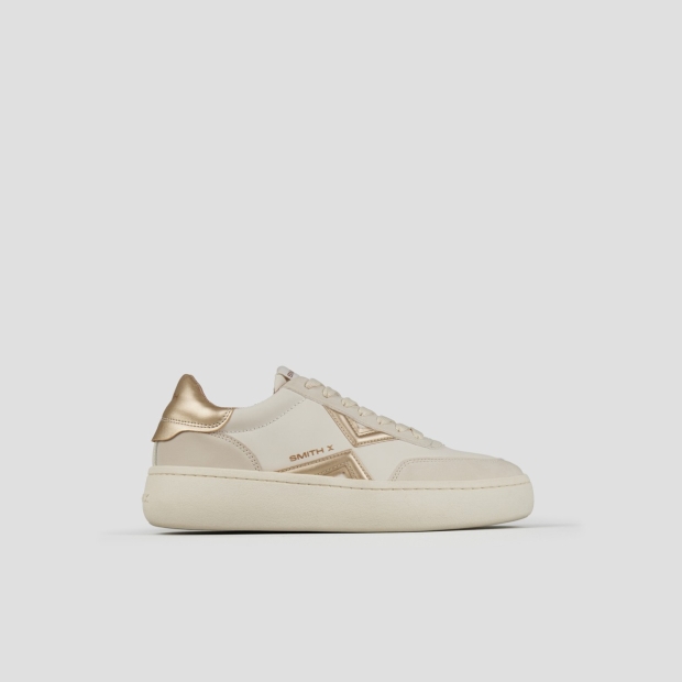 Sneakers Alexander Smith ocean woman in white with gold side logo and heel - 1