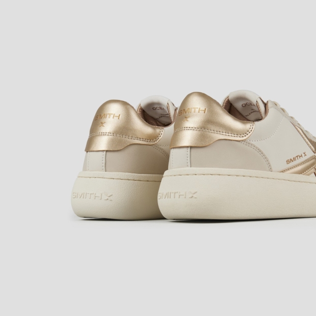 Sneakers Alexander Smith ocean woman in white with gold side logo and heel - 4