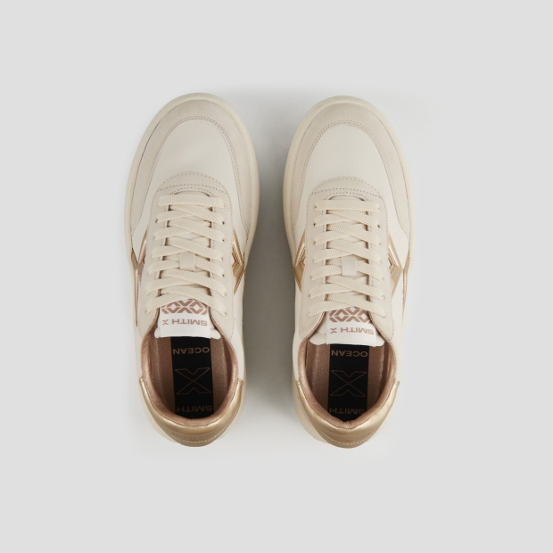 Sneakers Alexander Smith ocean woman in white with gold side logo and heel - 5