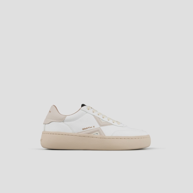 Sneakers Alexander Smith ocean woman in white with pink side logo and heel - 1