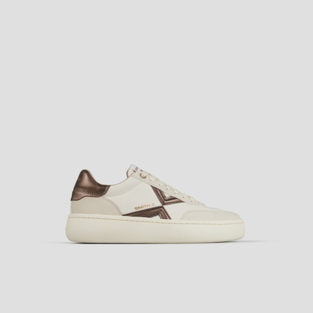 Sneakers Alexander Smith ocean woman in white with bronze side logo and heel - 1