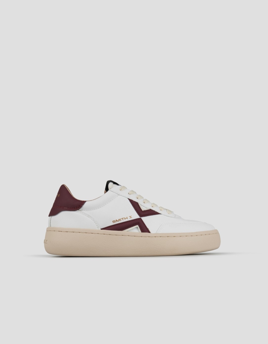 Sneakers Alexander Smith ocean woman in white with dark red side logo and heel - 1
