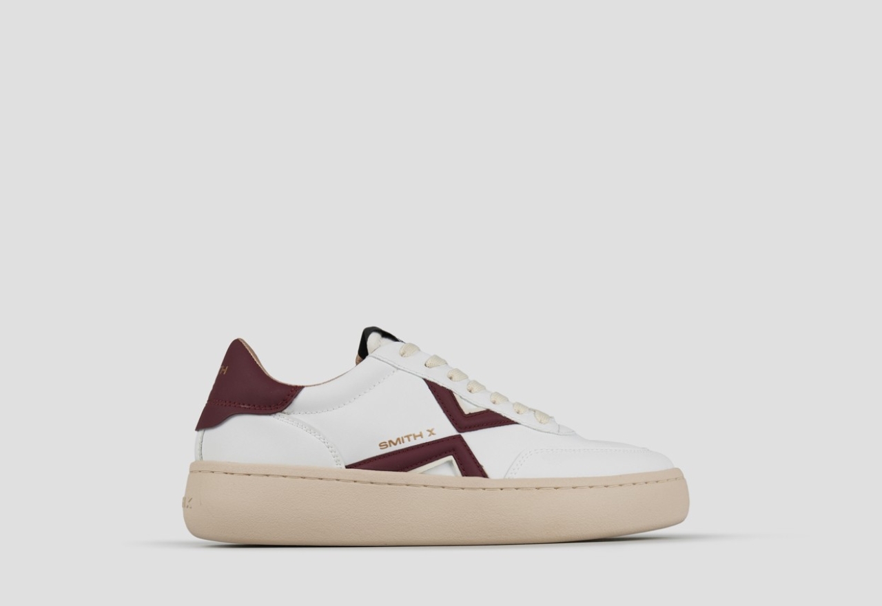 Sneakers Alexander Smith ocean woman in white with dark red side logo and heel - 1