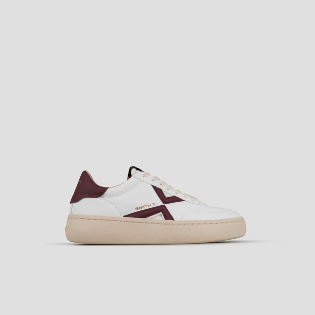 Sneakers Alexander Smith ocean woman in white with dark red side logo and heel - 1