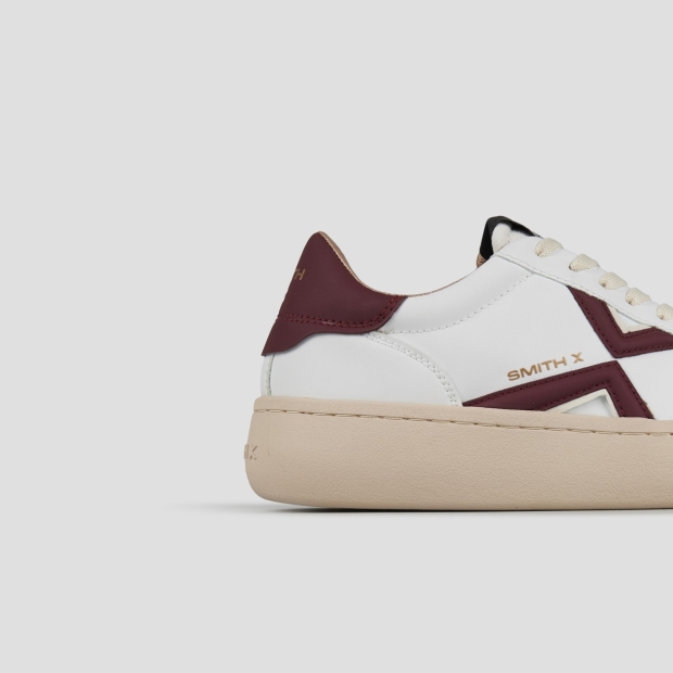 Sneakers Alexander Smith ocean woman in white with dark red side logo and heel - 3