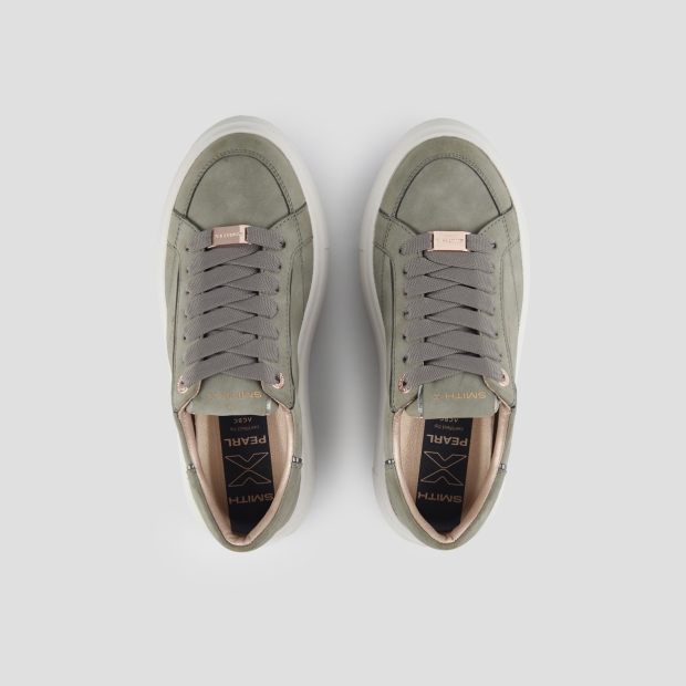 Sneakers Alexander Smith pearl woman in green suede and silver laminated details - 5