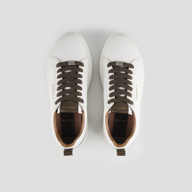 Sneakers Alexander Smith stone man in white and military green heel - 4