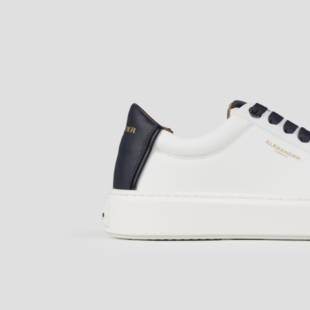 Sneakers Alexander Smith london man in white smooth leather and blue heel - 2