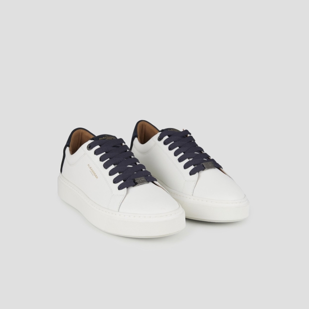 Sneakers Alexander Smith london man in white smooth leather and blue heel - 3