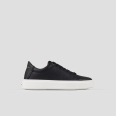 London Man in black palmellato leather