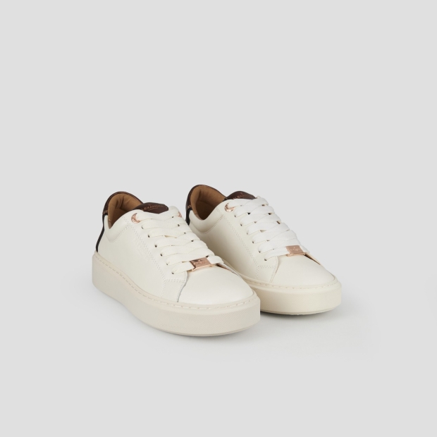 Sneakers Alexander Smith london woman in white bottalato leather and bronze laminated heel - 3