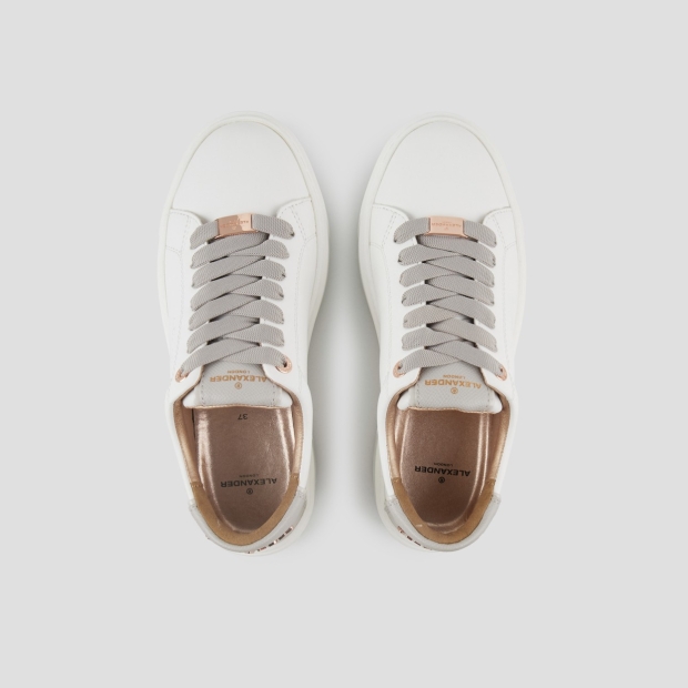 Sneakers Alexander Smith london high woman in smooth white leather and grey palmellato leather heel - 5