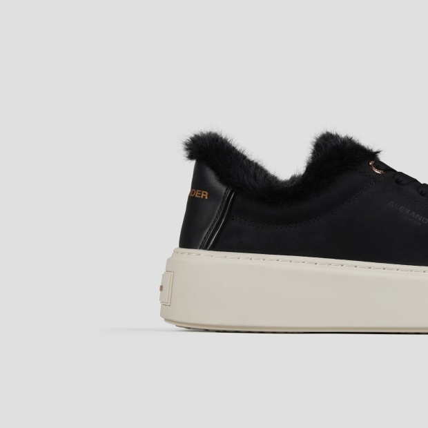 Sneakers Alexander Smith london high woman in black leather and eco-fur lining - 2