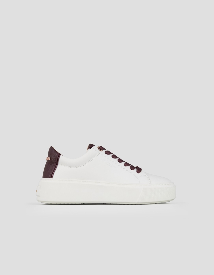 Sneakers Alexander Smith london high woman in white smooth leather and brodeaux palmellato leather heel - 1