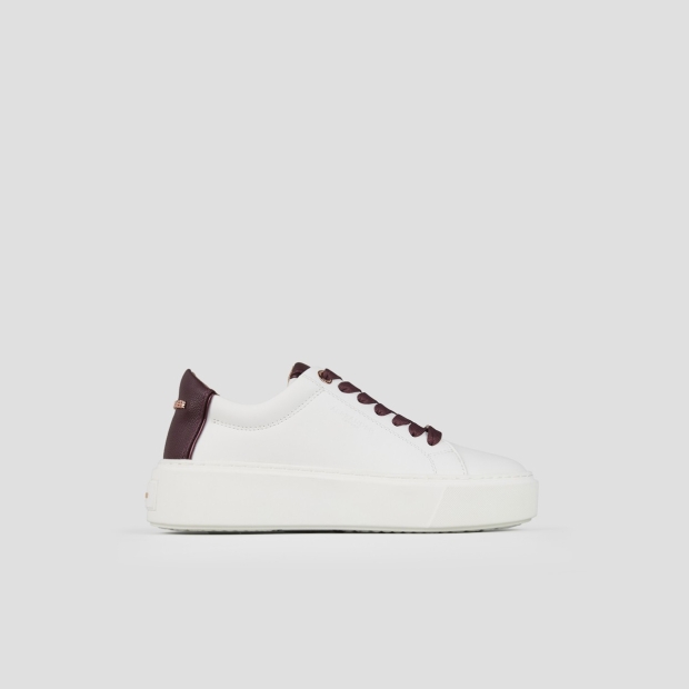 Sneakers Alexander Smith london high woman in white smooth leather and brodeaux palmellato leather heel - 1