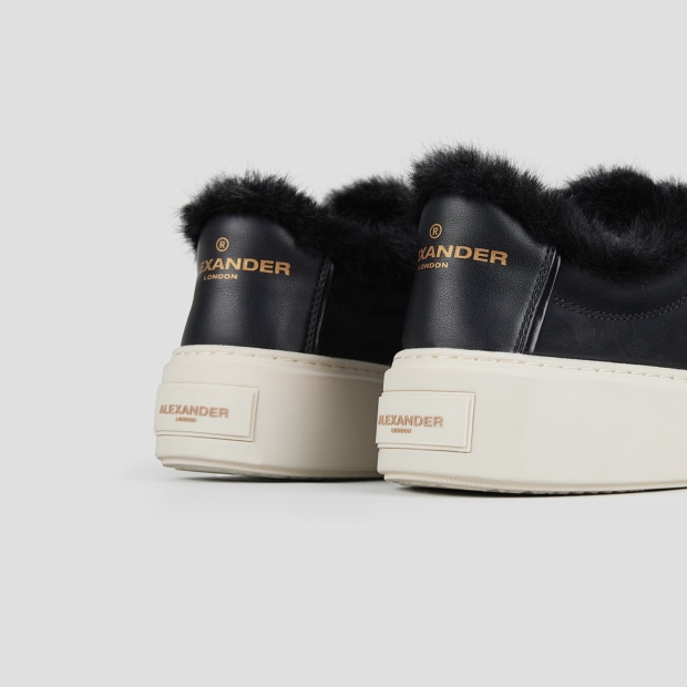 Sneakers Alexander Smith london high woman in black leather and eco-fur lining - 4