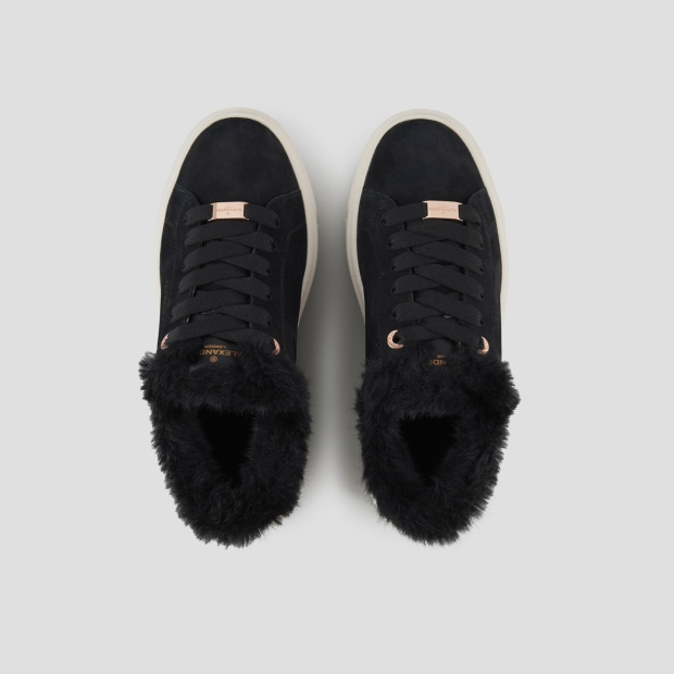 Sneakers Alexander Smith london high woman in black leather and eco-fur lining - 5