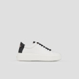 London High Woman in smooth white leather and black palmellato leather heel