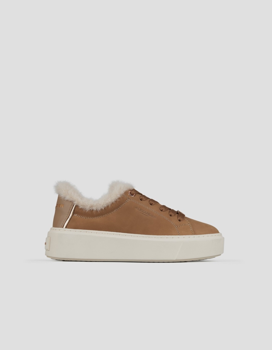 Sneakers Alexander Smith london high woman in sand leather and eco-fur lining - 1