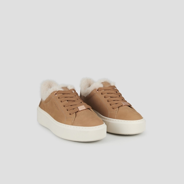 Sneakers Alexander Smith london high woman in sand leather and eco-fur lining - 3