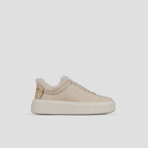 Sneakers Alexander Smith london high woman in ivory leather and eco-fur lining - 1