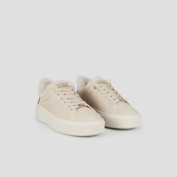 Sneakers Alexander Smith london high woman in ivory leather and eco-fur lining - 3
