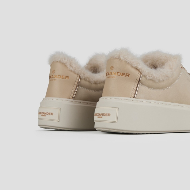Sneakers Alexander Smith london high woman in ivory leather and eco-fur lining - 4
