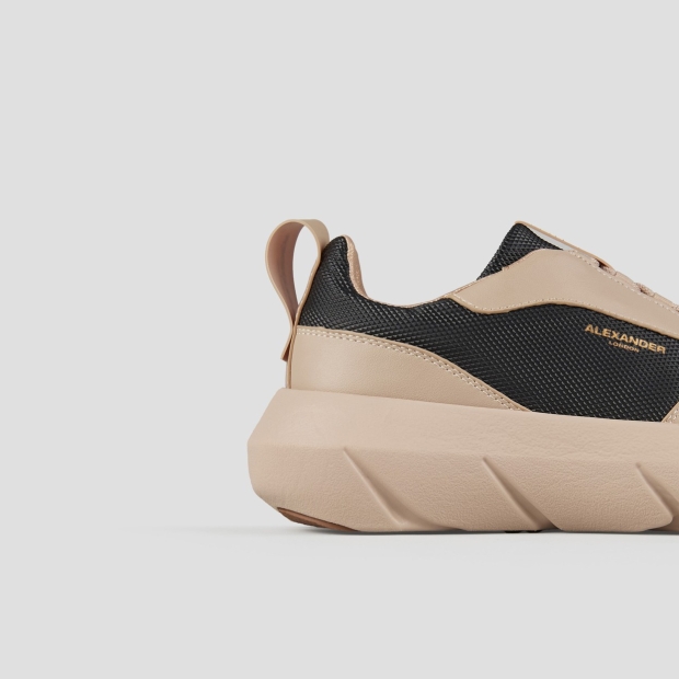Sneakers Alexander Smith eclipse woman in beige leather and black technical fabric - 3