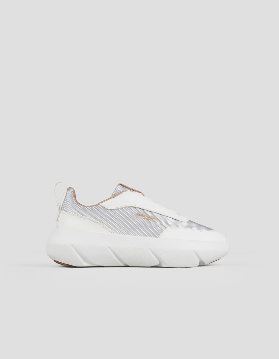 Sneakers Alexander Smith eclipse woman in white leather and silver technical fabric - 1