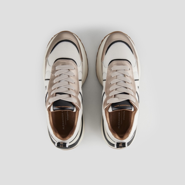 Sneakers Alexander Smith victoria woman in platinum leather and mesh with mirror details - 5