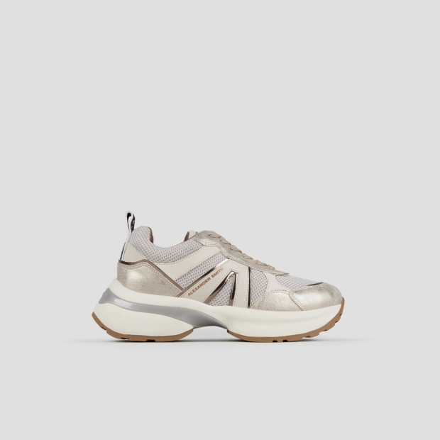 Sneakers Alexander Smith victoria woman in ivory mesh and dusty laminated with gold details - 1