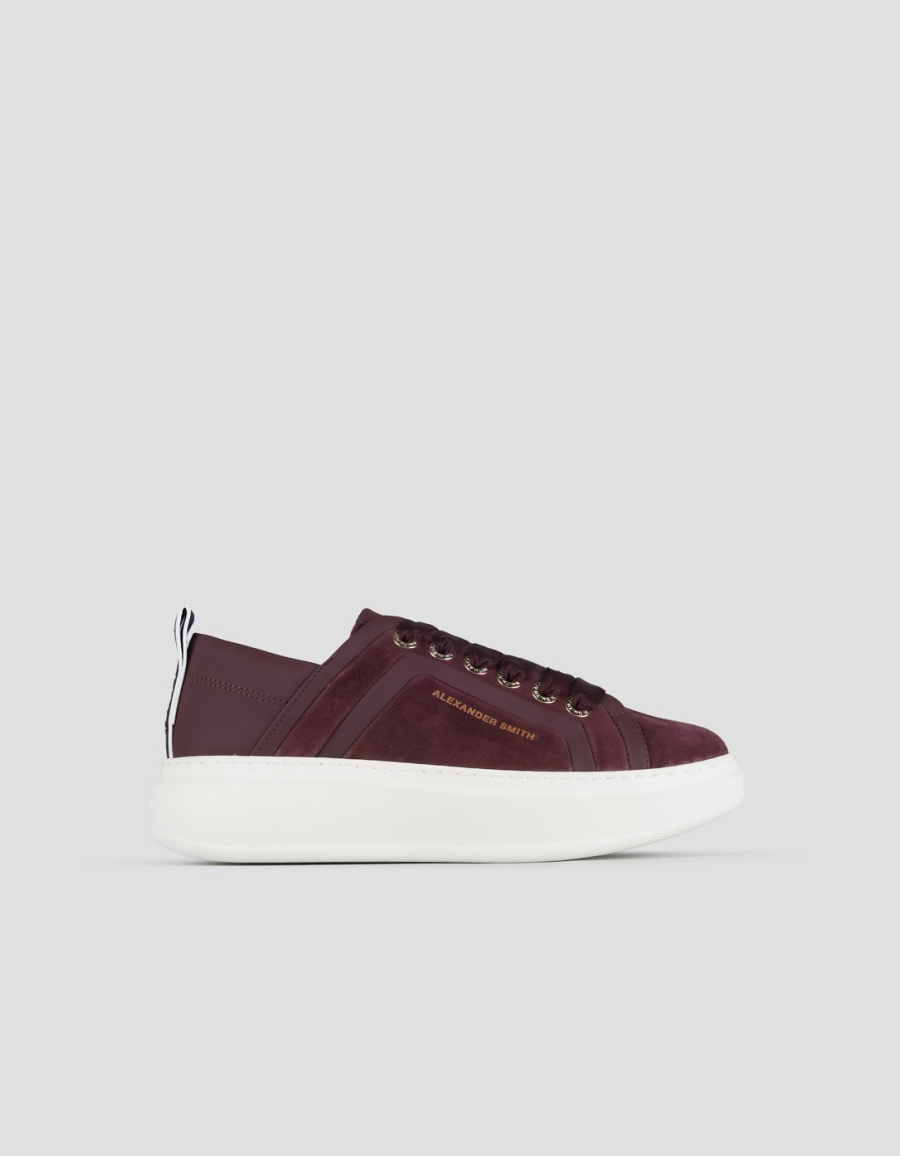 Sneakers Alexander Smith wembley woman in bordeaux suede with leather side ribbing and heel - 1
