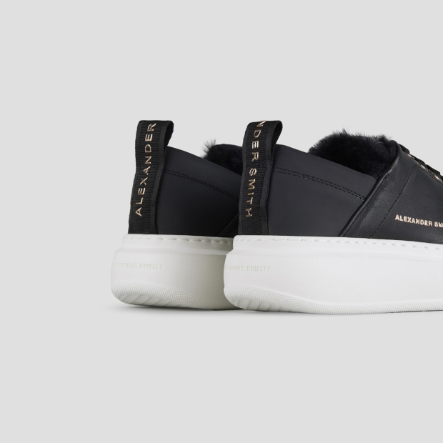 Sneakers Alexander Smith wembley woman in black leather with eco-fur lining - 4